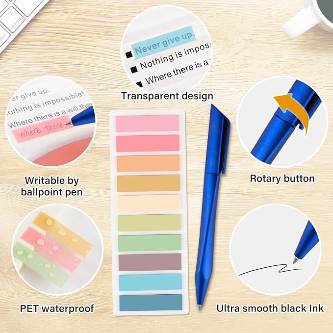A5 Lined Journal Notebook Set with Pen & Sticky Notes, Hardcover Ruled Notebook 200 Pages Thick Paper, College Ruled Journal for Work Office School, 5.7 x 8.3 in, Blue