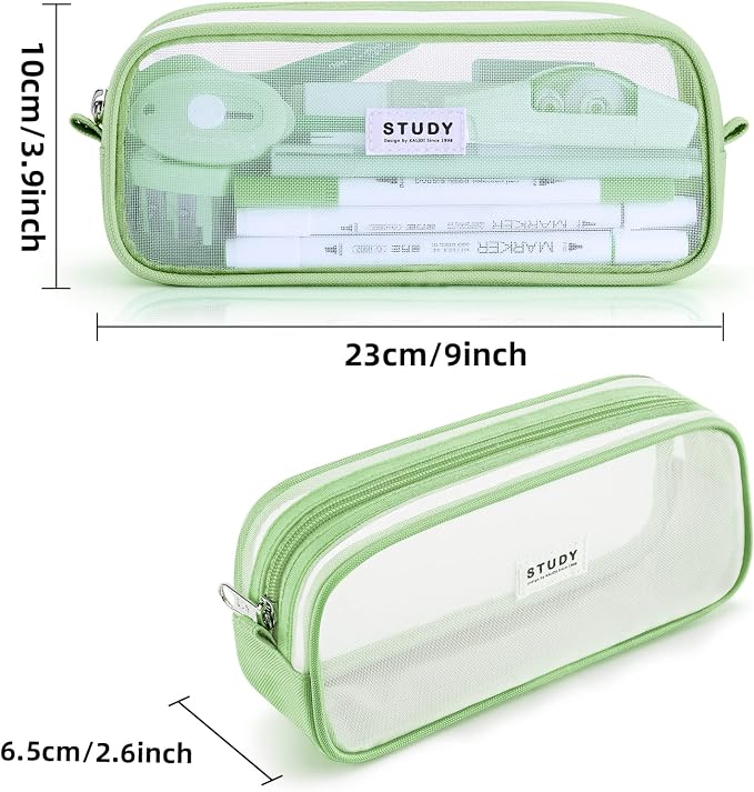 KALIDI Grid Mesh Pencil Case Large Capacity Pencil Case Big Pencil Pouch With Zipper Simple Stationery Bag Aesthetic Pen Bag for School Teen Girl Boy Multi-Purpose bag for office Men Women