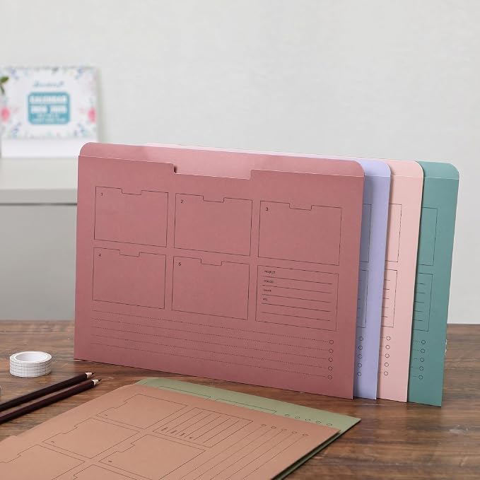 Mr. Pen- Paper Pocket File Folder, 6 Pack, Assorted Colors, Letter Size | File Jacket Flat Folder, For School, Office, Buisness Home