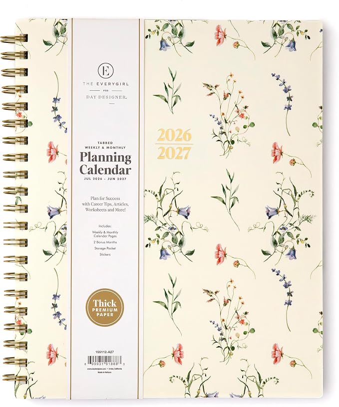 Blue Sky 2026-2027 Weekly & Monthly Academic Planner, 8.5"x11", Marisa | July 2026 - June 2027, Flexible Cover, Wirebound, Laminated Tabs, Storage Pocket, Stickers, Academic Year, The Everygirl