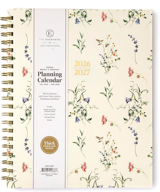 Blue Sky 2026-2027 Weekly & Monthly Academic Planner, 8.5"x11", Marisa | July 2026 - June 2027, Flexible Cover, Wirebound, Laminated Tabs, Storage Pocket, Stickers, Academic Year, The Everygirl