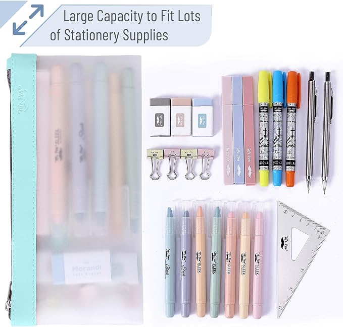Mr. Pen- Clear Pencil Pouch, 8.50"x4.25", 6 Pack, Durable TPU Material | Medium Water-Resistant Pencil Bags with Smooth Zipper, Multipurpose Clear Pouch for Stationery, School, Office