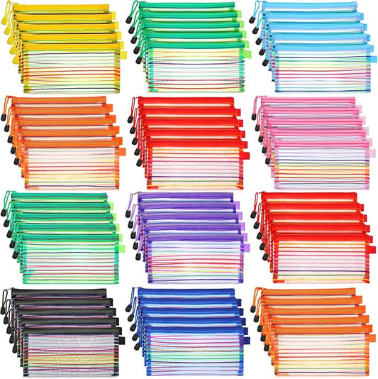 Leelosp 80 Pcs Mesh Zipper Pouch Bulk Mesh Pencil Pouches 10 Color Zipper Bag for Back to School Supplies Cosmetic Office Classroom Travel Appreciation Gift(Elegant Color,9 x 4.7 Inch)