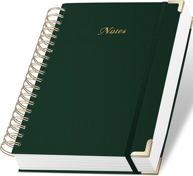Spiral Notebook Journal, 328 Pages Linen Hardcover College Ruled Notebook, Lined Thick Journals for Women Men, A4 Thick Spiral Journal for Writing, 100GSM Paper, Cute Notebooks for Work School