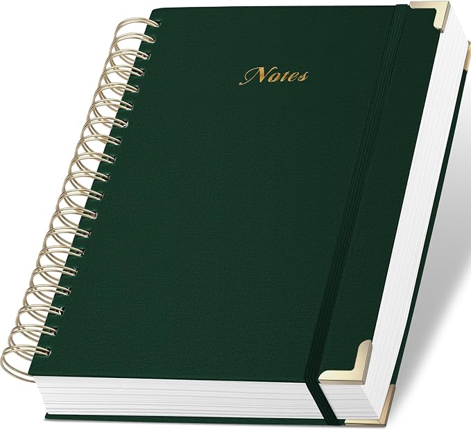 Spiral Notebook Journal, 328 Pages Linen Hardcover College Ruled Notebook, Lined Thick Journals for Women Men, A5 Thick Spiral Journal for Writing, 100GSM Paper, Cute Notebooks for Work School