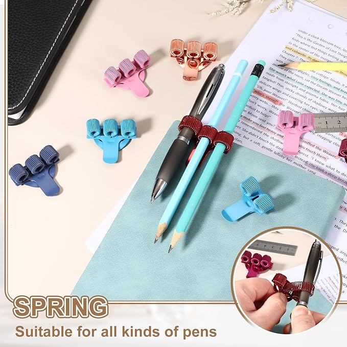 PATIKIL 2Pcs Pen Clip, 3 Holes Pen Holder Clip Metal Portable Spring Loop Organizer Universal for Notebook Journal Highlighter Office Business Pocket Clipboard Whiteboard, Green