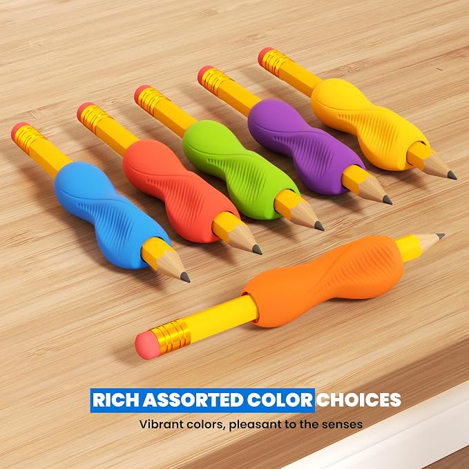ELETIUO EASY GRIP STARTER 16-Pack Short Wooden Pencil for Kids,3.94" HB Yellow Pencils with Grips & Erasers,6 Pre-Assisted+10 Refills,Triangular Anti-Slip Corrective Training Pencils for Preschoolers