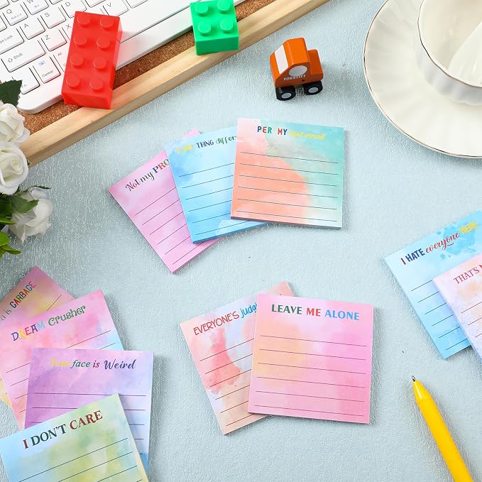 Yinder 24 Pcs Sticky Notes Gifts Bulk,Funny,Watercolor