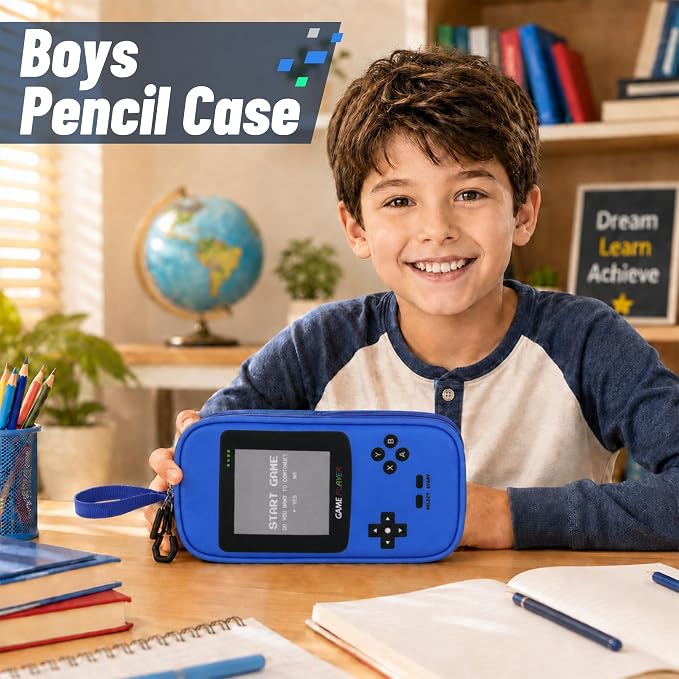 Pencil Case for Boys, Large Capacity Pencil Pouch with Zipper Compartments, Gamer Pen Bag Organizer for School Kids Teens