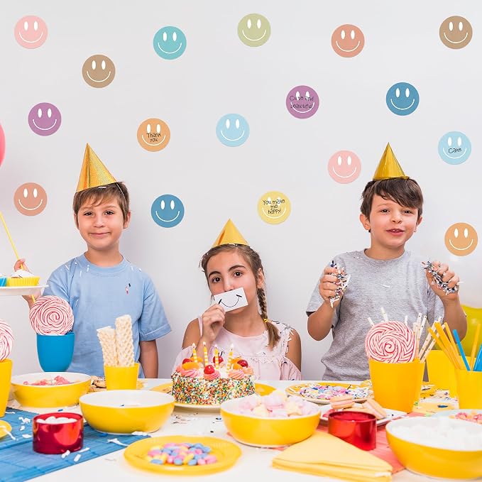 AgincBerry Boho Smile Face Sticky Notes - 30PCS Back to School Colorful Preppy Self-Stick Notes Mini Happy Smile Face Memo Pad Creative Shaped Notepad Writing Sticky Note Office Home Gift Tab Supplies