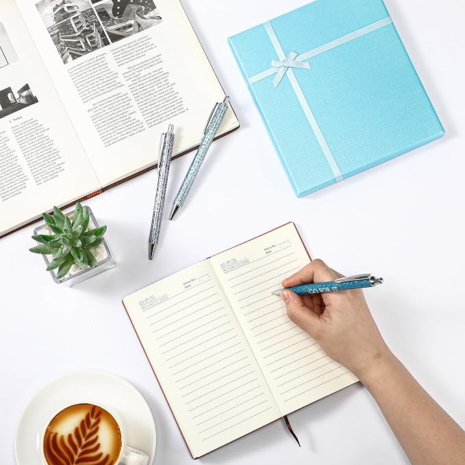 Thenshop 5 Pcs Difference Maker Gifts Journal with Pen Leather Notebook 3 Ballpoint Pens Box Thank You Gift for Nurse Boss Employee Coworker Teacher Volunteer Social Worker Assistant(Blue)