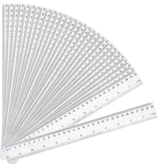 30 Packs Plastic Clear Rulers Bulk for Classroom, 12 Inch Ruler | Metric Ruler for Kids School Office Home Supplies, Measuring Drawing Tool, Easy-to-Read, PS Material Durable and Safe