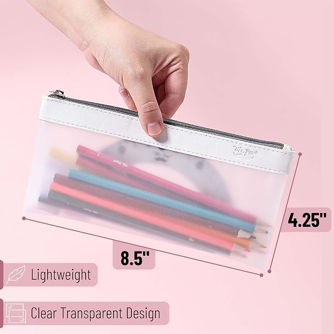 Mr. Pen- Clear Pencil Pouch, 8.50"x4.25", 3 Pack, Durable TPU Material | Medium Water-Resistant Pencil Bags with Smooth Zipper, Multipurpose Clear Pouch for Stationery, School, Office