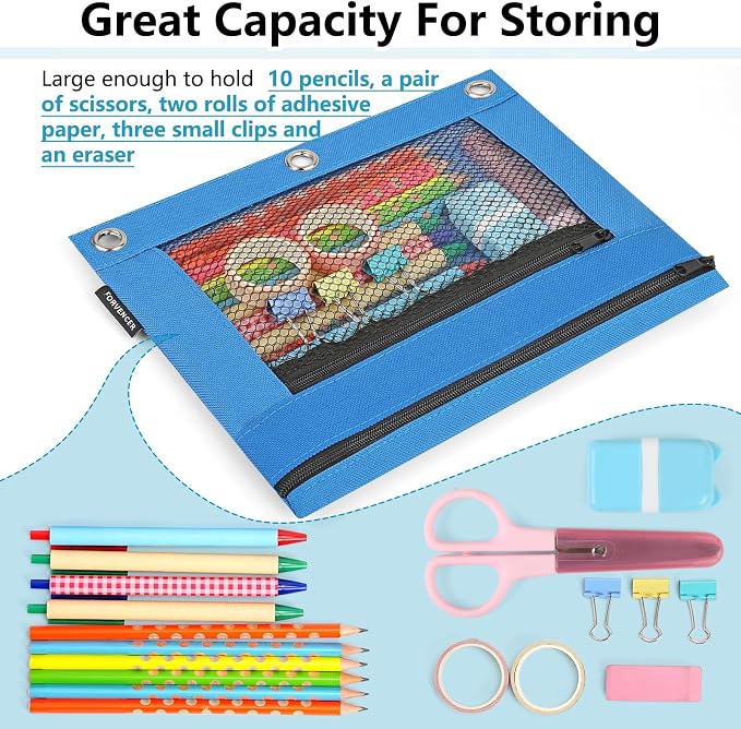 Forvencer Adorable Zipper Pencil Pouch, Cute Zipper Pencil Case for 3 Ring Binder, Sturdy Binder Pencil Bag with Smooth Zippers, Perfect for Students & Back to School, Portable Pencil Bag, Purple