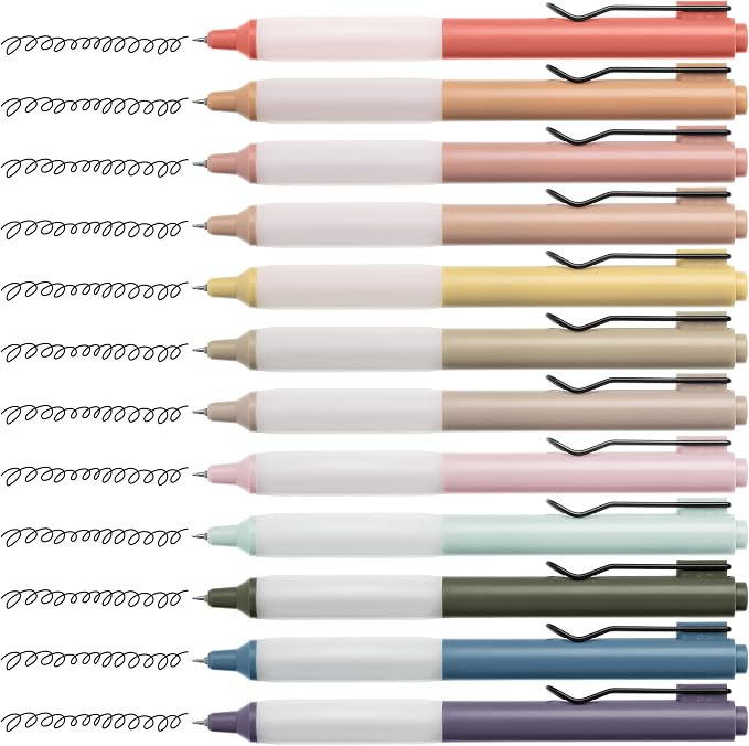 Mr. Pen- Retractable Gel Pens, 12 Pack, Black Ink, Vintage Barrels | Fine Point 0.5 mm, Fast Dry, Smooth Writing, Cute Pens for Drawing, Writing Planner and School Supplies