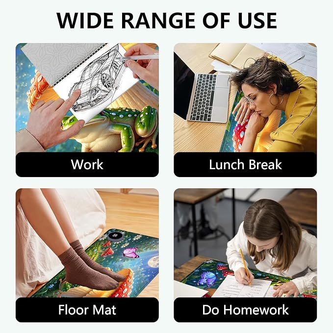 Large Heated Mouse Pad–31.5" x 13" Desk Mat for Office | 3 Adjustable Heat Levels,Auto Shut-Off After 3 Hours for Safety,Keeps Hands Warm While Working，Mushroom Frog