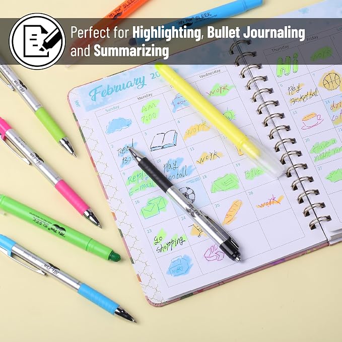 Mr. Pen- Bible Highlighters and Pens No Bleed, 8 Pack | Colorful Ink Pens 0.7mm for Highlighting, Bullet Journaling, Note-Taking, Summarizing, Bible Study, Planning