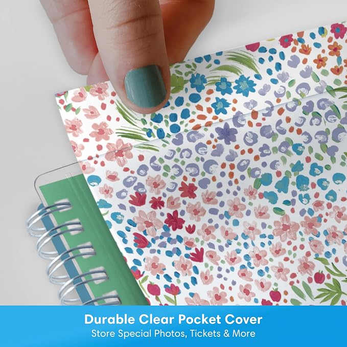 Blue Sky 2026-2027 Weekly & Monthly Academic Planner, 8.5"x11" Ditsy Dapple | July 2026 - June 2027, Clear Pocket Cover, Wirebound, Laminated Tabs, Storage Pocket, Academic Year