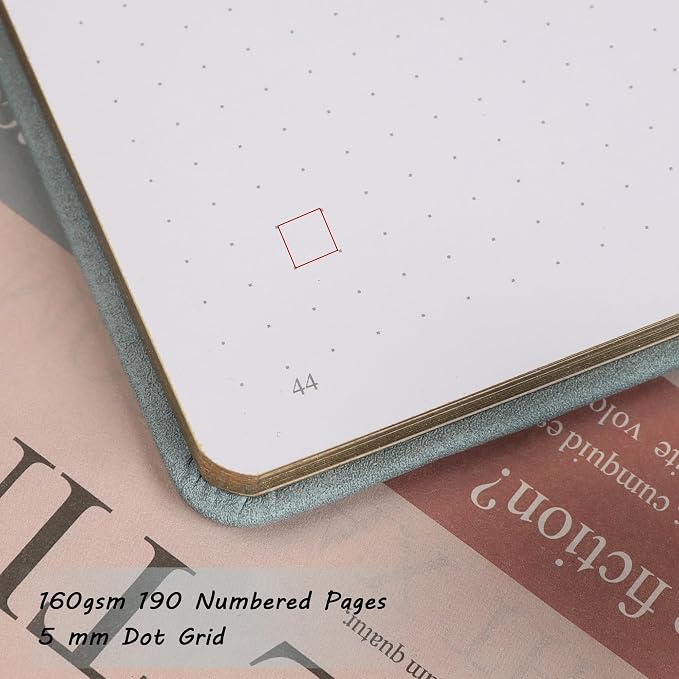 TIEFOSSI Dot Notebooks, A5 Hardcover Dot Journals for Writing Women, 160gsm Thick Paper, 190 Numbered Pages, for Planner Organization | 160gsm 190 Numbered Pages Diary, Aesthetic Leather Bird Pattern for Journaling Organization,Planning, Tracking & Ske...