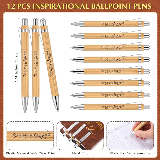 Honoson 12 Sets Back to School Gift for Teacher Bulk Inspirational A5 Leather Team Journal Motivational Notebooks Pen Thank You Gifts for Team Employee Nurse Coworker Staff Housekeeping Week