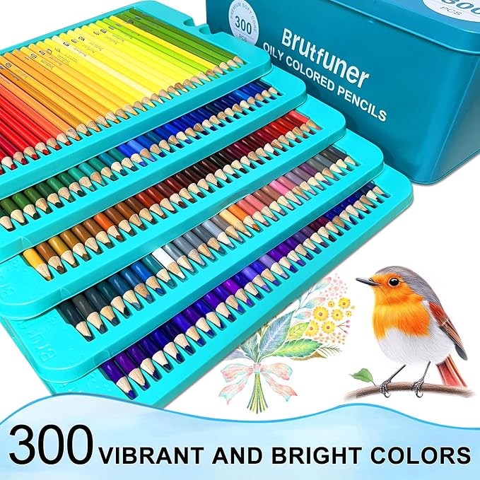 LBW Colored Pencils for Adult Coloring Books, 300 Oil Based Soft Core Professional Color Pencils Set for Artists Beginners, Ideal for Coloring Sketching Drawing Blending