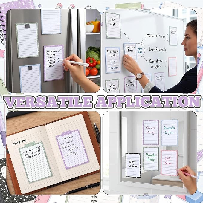Eaasty 24 Pack Composition Lined Sticky Notes 4 x 6 Inch 40 Sheets Composition Self Stick Note Pads Bulk Back to School Sticky Notes with Lines Post on Desks Windows Door for Teacher Student Office