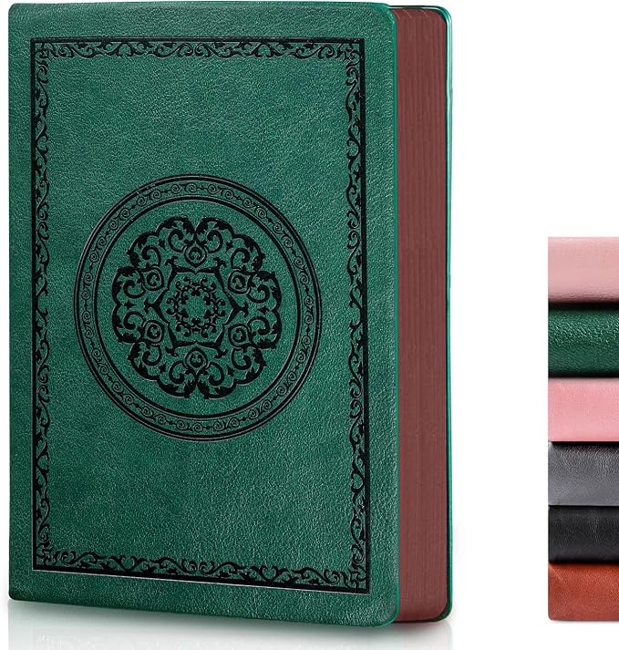 Fetinar 2026 Leather Vintage Journal Notebook,300 Pages,Leather Softcover Lined Journal Notebooks for Women Men,Notebook Journals for Writing Travel,Business,Office,5.7'' X 8.3'',Green