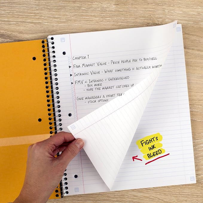 Five Star Spiral Notebook + Study App, 5 Subject, College Ruled Paper, 8-1/2" x 11", 200 Sheets, Fights Ink Bleed, Water Resistant Cover, White (72460)