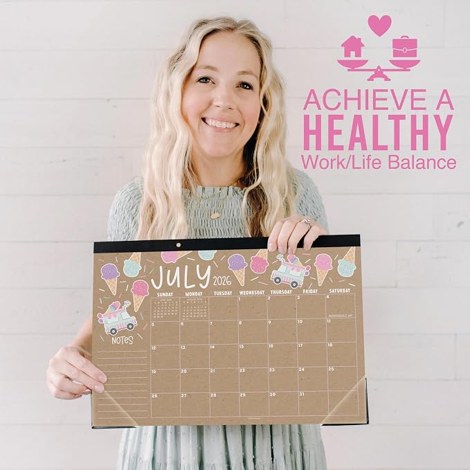 Hadley Designs Large Teacher Desk Calendar 2026-2027 - Desktop Calendar 2026, 18-Month Academic Desk Calendars for School, Home & Office, Cute Classroom Must Haves, Back to School Teacher Gifts