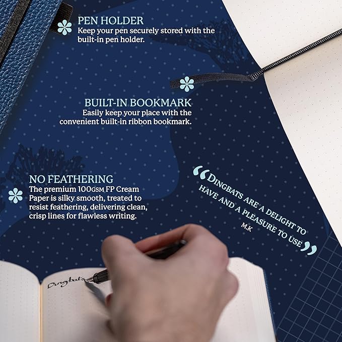 Dingbats A5 Wildlife Notebook Journal Hardcover, Cream 100gsm Ink-Proof Paper, 6.1 x 8.5 inches, 192 pages (Blue Whale, Lined)