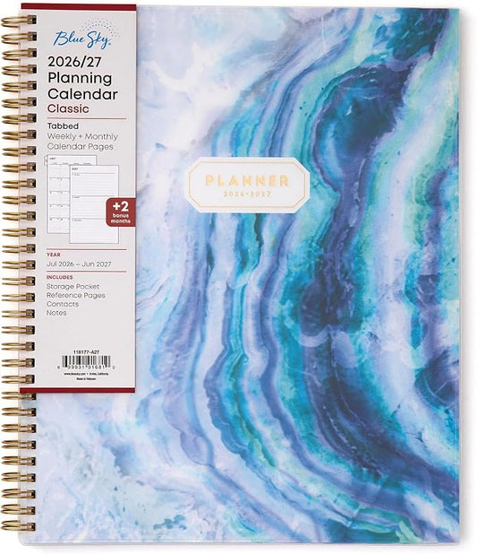 Blue Sky 2026-2027 Weekly & Monthly Academic Planner, 8.5"x11", Gemma | July 2026 - June 2027, Flexible Cover, Wirebound, Laminated Tabs, Storage Pocket, Academic Year