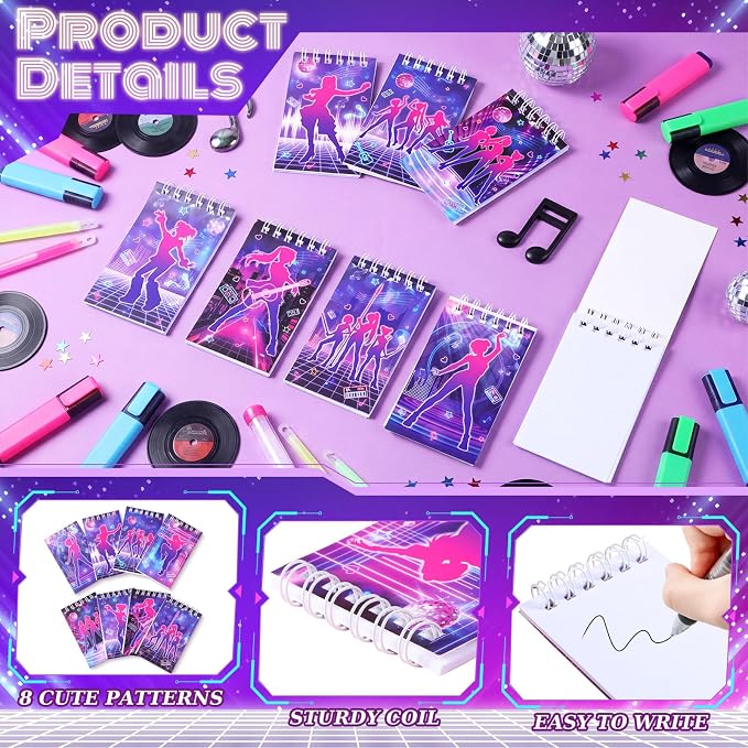 Faccito 24 Pcs Kpop Theme Mini Notebooks Kpop Music Party Favors Small Notepads for Music Dance Themed Birthday Party Decorations Classroom Rewards Gift, 2.4 x 3.9 Inch