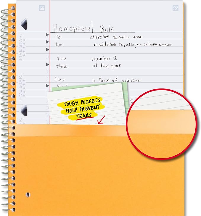 Five Star Spiral Notebook + Study App, 4 Count, 1 Subject, Wide Ruled Paper, 8" x 10-1/2", 100 Sheets, Fights Ink Bleed, Water Resistant Cover, Purple, Pink, Gray and Blue (930105-ECM) (Pack of 3)