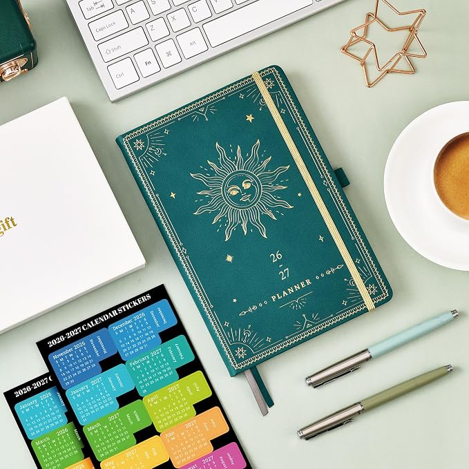 Planner 2026-2027 - Academic Planner 2026-2027, July 2026 - June 2027, 5.75" x 8.25", 2026-27 Weekly and Monthly Planner, Faux Leather planner 26-27 with Back Pocket & 40 Notes Pages - Teal