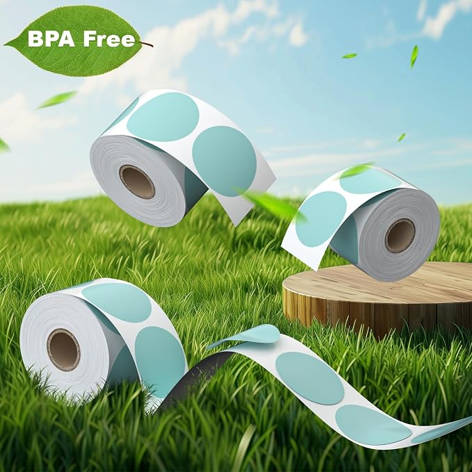 2" Circle Direct Thermal Labels, Thermal Printer Labels for Name Tag, DIY, QR Code, Self-Adhesive Address Shipping Stickers, Green Circle Sticker Labels Compatible with Zebra, Rollo, MUNBYN,750Lables