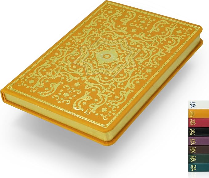 Gilded Vintage Leather Journal Hardcover Antique Diary Notebook | Ornate Decorative Pattern Cover, Premium Lined Paper, Classic Diary for Journaling, Writing, Poetry & Gifting