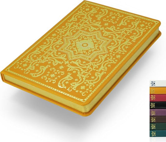 Gilded Vintage Leather Journal Hardcover Antique Diary Notebook | Ornate Decorative Pattern Cover, Premium Lined Paper, Classic Diary for Journaling, Writing, Poetry & Gifting