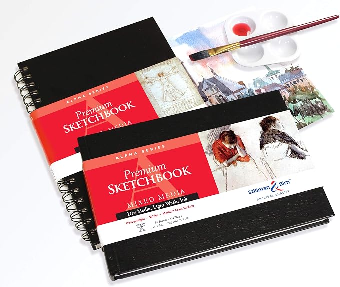 Stillman & Birn Alpha Series Wirebound Sketchbook, 7" x 10", 150 gsm (Heavyweight), White Paper, Medium Grain Surface