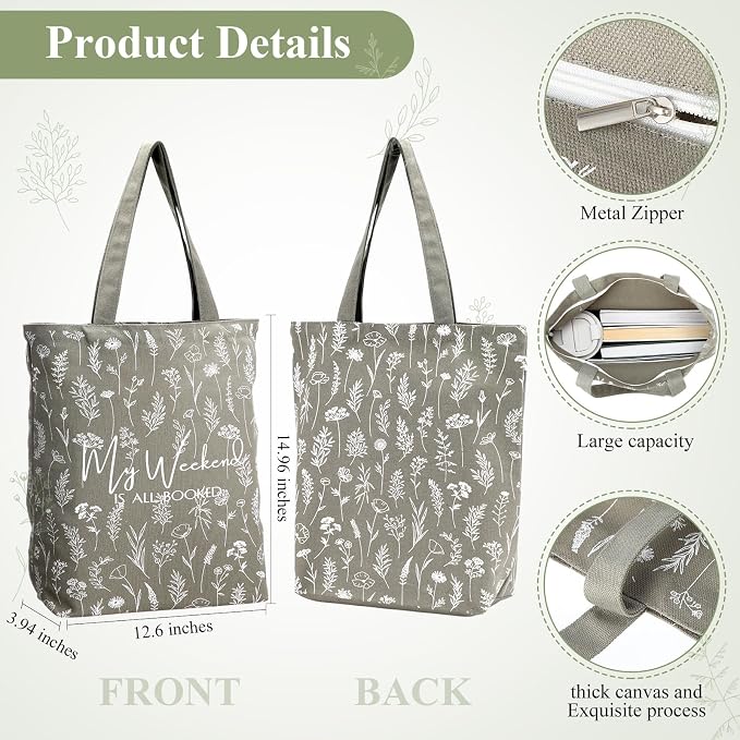 Havawish 14 Pcs Book Lovers Gift for Women 16 oz Glass Cup Tote Bag A6 Journal Notebook Pens Highlighters Sticky Notes Back to School Teacher Librarian Bookish Book Club(Light Green,White Flowers)
