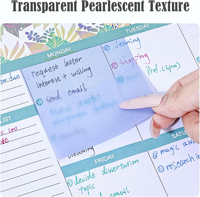 BAYTORY 240 Pop Paper Up Transparent Glitter Sticky Notes with 1 Marker | Double Marker Pen, Waterproof Self-Stick Note, 3 x 3 Colorful Self-Adhesive Note for Bible Accessories (Green & Pink & Blue)