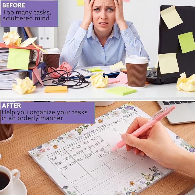 60 Sheets Weekly Pad, Tear Off Weekly Planner Notepad with Daily Schedule Weekly to Do List Notepad(7x10”)