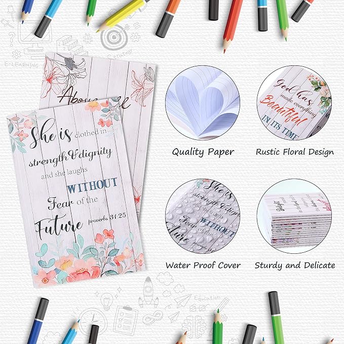 Containlol 16 Pcs Flower Daily Prayer Gift for Women, Bible Verse Notebooks Rustic Floral Inspirational Scripture Quotes Pocket Notepads, School Office, 4.9 x 3.1 Inches(Cute Style)