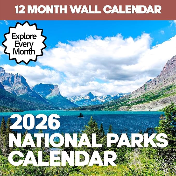 2026 National Parks Wall Calendar | Beautiful Outdoor Nature Landscapes Calendar of US State Parks Scenery for 2026, Great Calendar Stocking Stuffer Gift for Men or Women