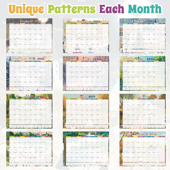 Gannyfer Desk Calendar 2026-2027, 18-Month Large Desk Calendar, Use Now Until March 2027, 22" x 17" Desktop Pad Calendar, with Notes Section, Thick Paper, Large Grid Layout (6 Stickers Included)