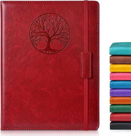 Biuwory B5 Leather Journal Notebook, 256 Lined Pages, Hardcover 7.8"×10.2" | Large Vintage Journal for Women Men,Work,School,Business,Travel Diary,Note taking,College Ruled Writing,Daily Journaling
