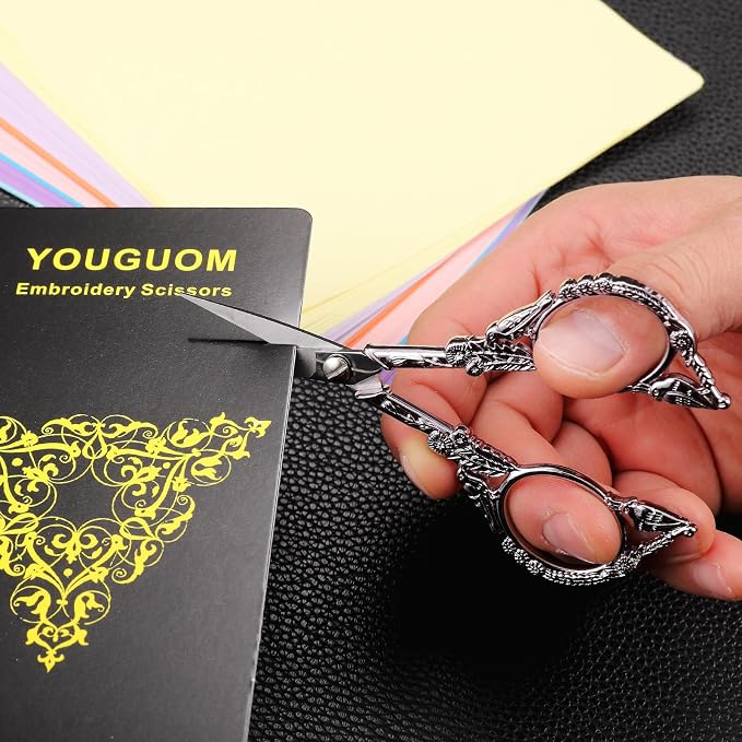 YOUGUOM Sewing Embroidery Scissors – Small Precision Scissor for Craft, Artwork, Needlework Yarn, Handicraft DIY Tool, Thread Detail Snips, 4.6in Purple Cute Bird Shears