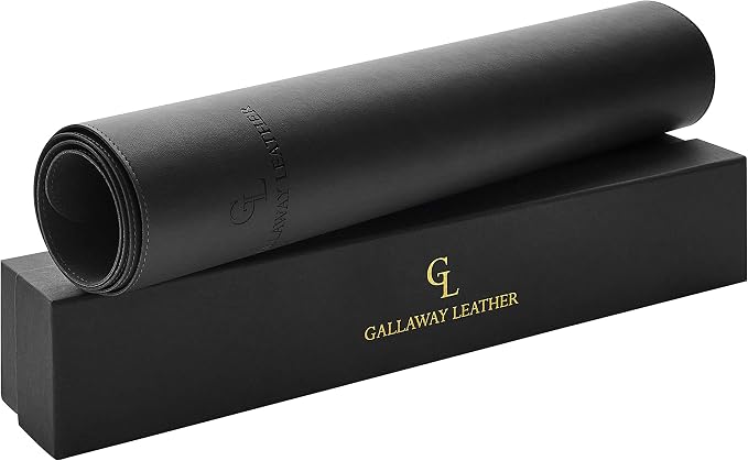 Gallaway Leather Desk Mat, Office Writing Desk Pad, Large 36" x 17" Black, for Top of Desks, Gift Ready Elegant Computer Desk Cover Protector PU Leather