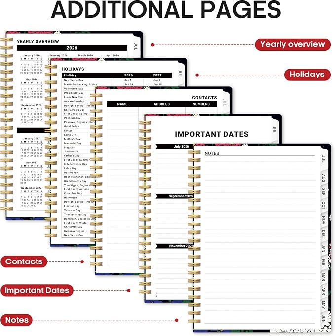 Planner 2026-2027, Academic Year Monthly and Weekly Calendar Planner, Jul 2026 - Jun 2027, Hardcover Teacher Student Planning Agenda book with Tabs, Perfect for School Office Supplies, 6.3" x 8.5" - Night Garland