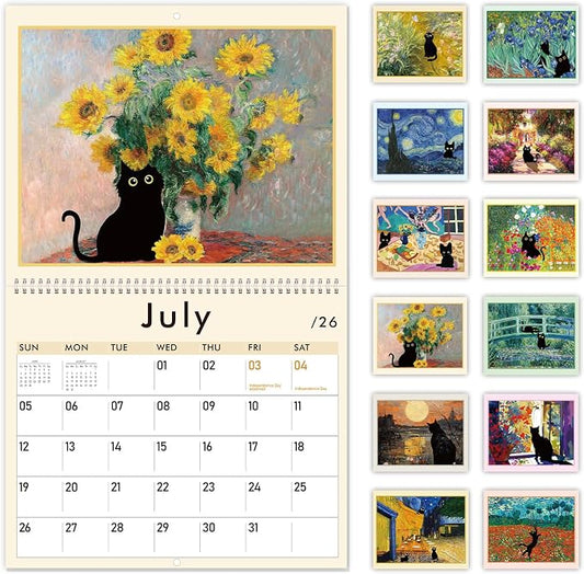 GuassLee Cat Wall Calendar 2026-2027, Vertical Wall Calendar 2026, 19-Months Hanging Art Calendar Jun. 2026 to Dec. 2027, 14" x 23" Monthly Planner Wall with Thick Paper for Office School Home Teacher
