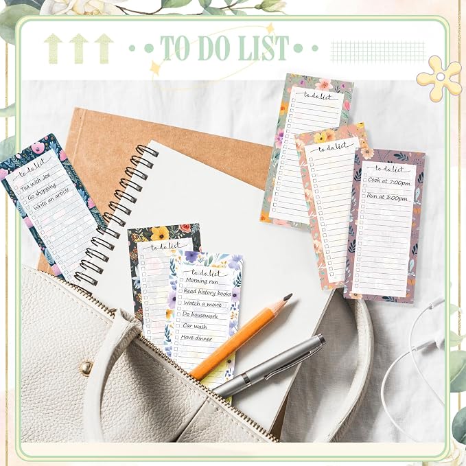 Censen 10 Pack 500 Sheets to Do List Notes Daily Checklist Notepad with 50 Sheets Undated Memo Pad Color Block Shopping List Weekly Plan Notepad Organizer Planners(Flower Color,Lined)